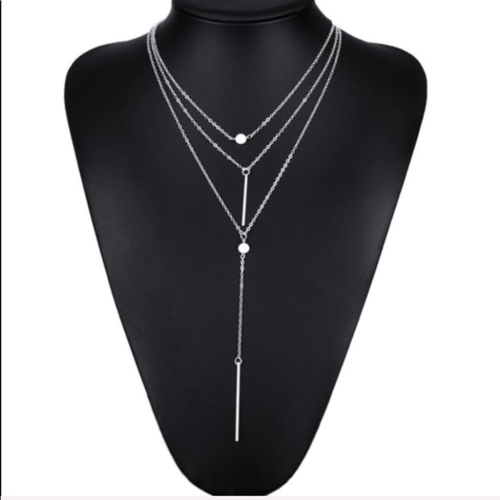 LAST 1! 3-Layer Dainty Necklace in Silver Tone - Picture 4 of 4